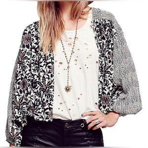 Free People printed balloon sleeve jacket lightweight size S
